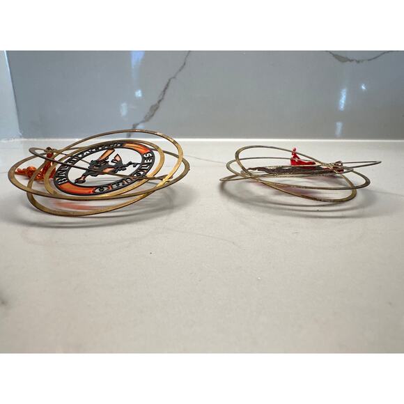 RARE Set 2 Vintage Brass Swivel Ornaments Baltimore Orioles Texas Rangers MLB - Picture 4 of 5